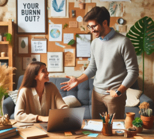 Well-being coach guiding remote worker