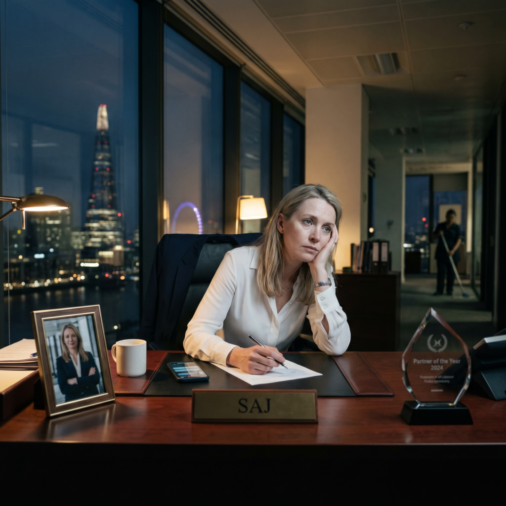 Successful professional experiencing emotional exhaustion despite career achievement