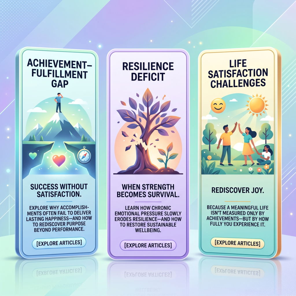 The Three Pillars
Achievement–Fulfillment Gap
Resilience Deficit
Life Satisfaction Challenges