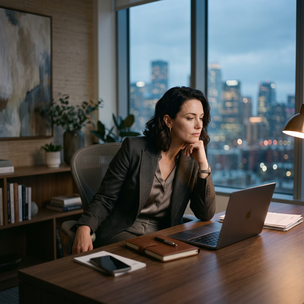 Successful professional reflecting on the emotional cost of being highly capable